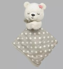 NWT Carters Just One You White Grey Polka Dot Bear Baby Plush Security Blanket