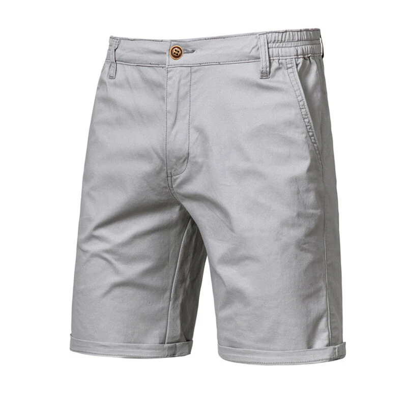 Men Shorts Cotton Summer Casual Solid Elasticated Cargo Combat
