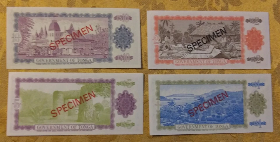 TONGA COMPLETE 4 SPECIMEN SET 1978 w/COA 000163 CS1 P 19 - 22 UNC COA LOW # - Image 3 of 4