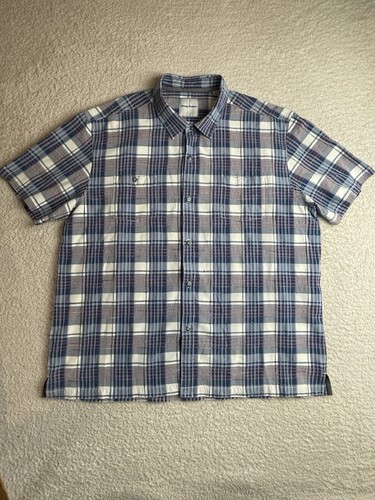 Tommy Bahama Men’s Camp Hawaiian Shirt Size 3XL Silk Cotton Blend Blue White