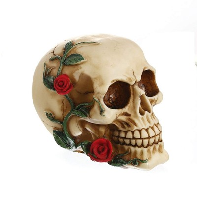 Realistic Human Skull Resin Statue Head Skeleton Ghost Whisper Graveyard of C...