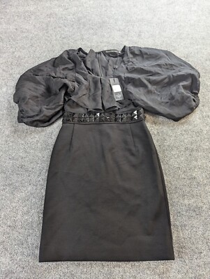 MACKAGE Dress Womens 0 Black Wool / Silk /Nylon STW-DR11 ( NWT) Short Sleeve