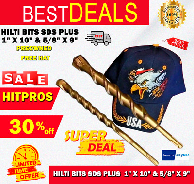 HILTI BITS SDS PLUS 1'' X 10'' AND 5/8'' X 9'' PREOWNED, FREE HAT, FAST SHIP