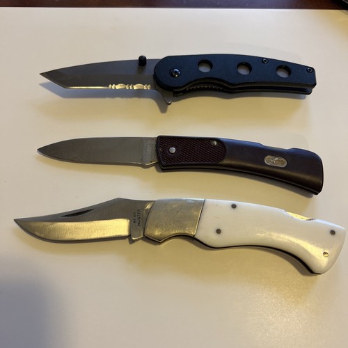 Vintage Buck Bear Hunter Pocket Knife lot of 3 Schrade Vintage eBay