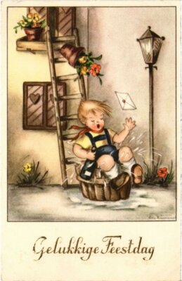 CPA AK Boy Falling Down from a Ladder CHILDREN (1292624)