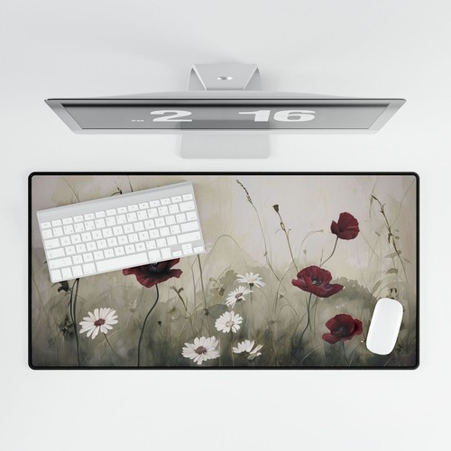 Watercolor Flowers Mouse Pad - Non-Slip, Smooth Surface, Aesthetic Desk Mat - Picture 5 of 5
