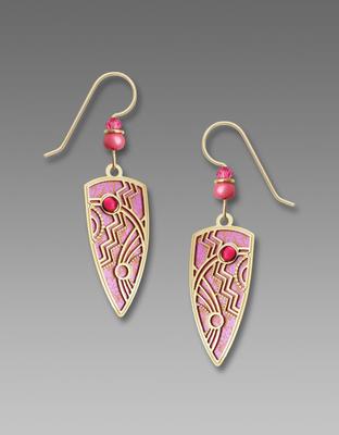 Adajio Earrings Rose and Peach Shield with Gold-Plated Overlay Handmade in USA