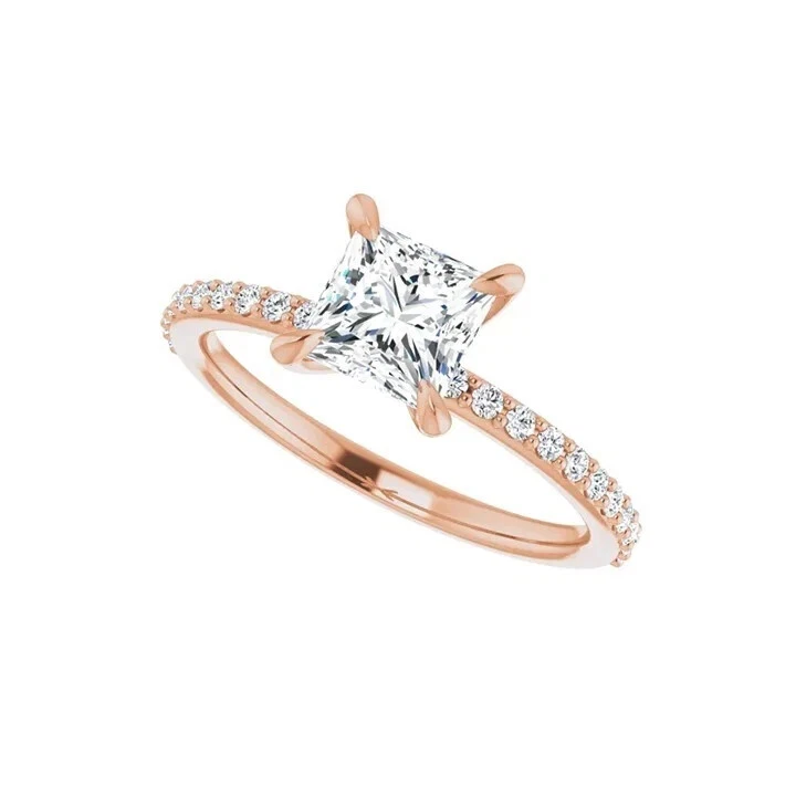 1.46 Ct Princess Cut Lab Grown Diamond Women's Ring in Solid 10K Rose Gold - Image 3 of 4