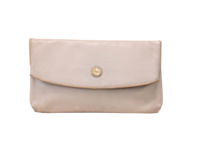 CELINE Clutch Hand Bag Purse Horse Carriage Leather Ivory Vintage Authentic