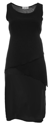 Damen Sexy neues, 3-stufiges Georgette-Schichten-Kleidungskleid in Schwarz BNWT Classic Lady