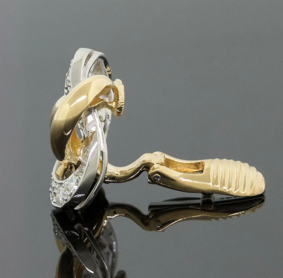 卡地亚钻石双环单耳环 18K 白金和黄金 — 第 2/4 张图片