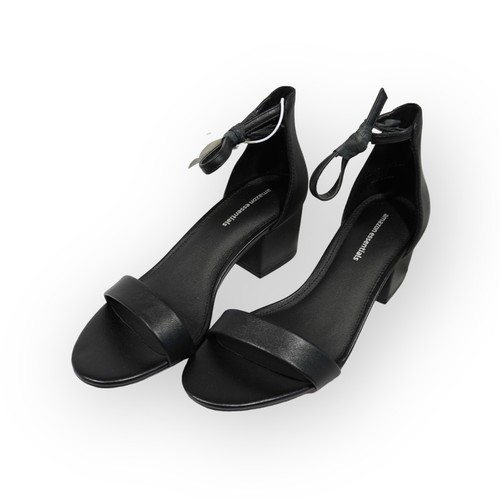 Amazon Essentials Women's Two Strap Heeled Sandal BLACK FAUX LEATHER