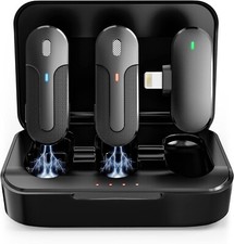 Wireless Lavalier Microphone for iPhone iPad, 2 Pack Mini Microphone with Chargi