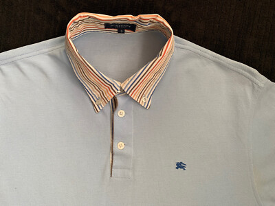 Burberry London Poloshirt gestreifter Kragen Mesh Striped Collar Polo Shirt Vintage / M 5