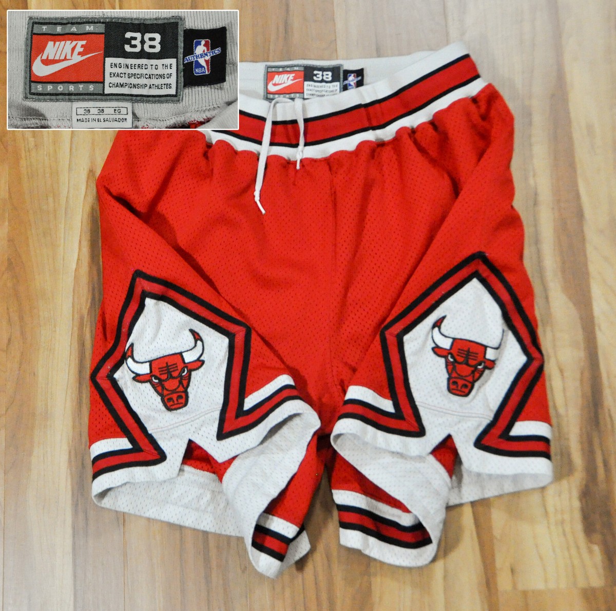 Chicago Bulls Nike Shorts Authentic Red NBA White Tag Sewn Jordan