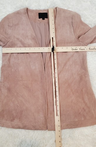 Intermix S Small Blush Pink Suede Open Front 3/4 Sleeves Jacket - Picture 15 of 24
