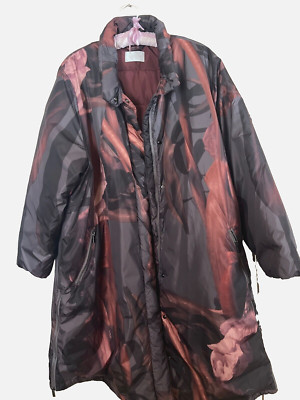 NOEN DESIGNER PUFFER COAT FLORAL PATTERN POCKETS SLIT DETAILS  sz XXL RARE!
