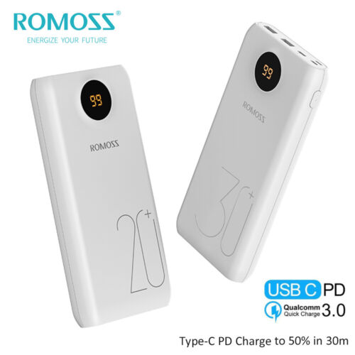 ROMOSS Digital Power Bank Cargador de batería de respaldo LED Doble USB para teléfono móvil