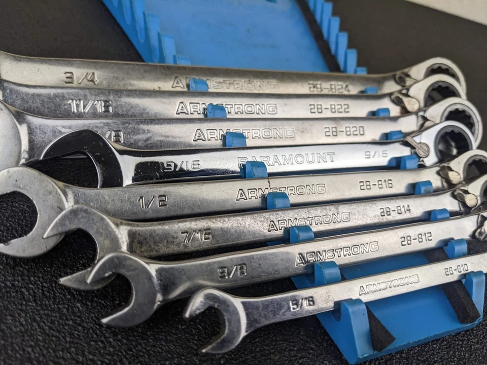 #ay498 Armstrong Tools EE. UU. 8 piezas Juego de llaves de trinquete SAE 5/16" - 3/4" Foto 3 de 4