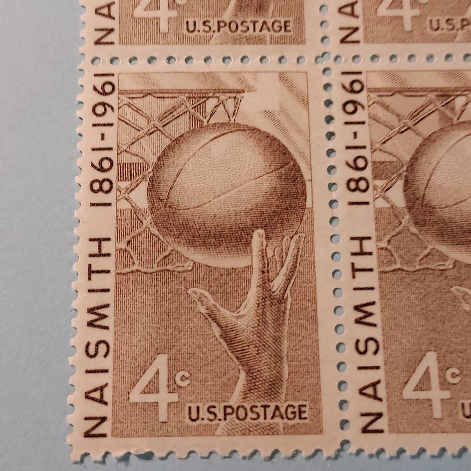Stamps-4stamp Block of 4cent stamps-1961-James Naismith-Basketball-Scott# 1189 - Image 2 of 3