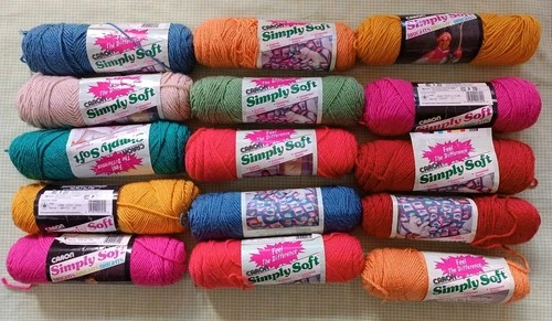 15 Skeins Caron Simply Soft Yarn 3 oz Mixed Colors 4 ply Worsted Weight NOS video thumbnail