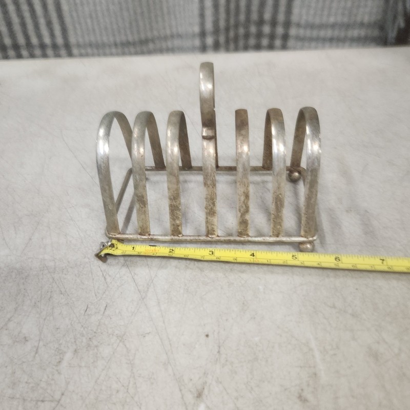 Vtg Art Deco English Silver Plate Toast Rack Letter Holder 6 Slots 4.5” T x 5.5”