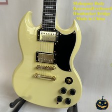 Premium SG Cream Electric Guitar HH Pickups,Gold Parts Fast U.S. Shipping
