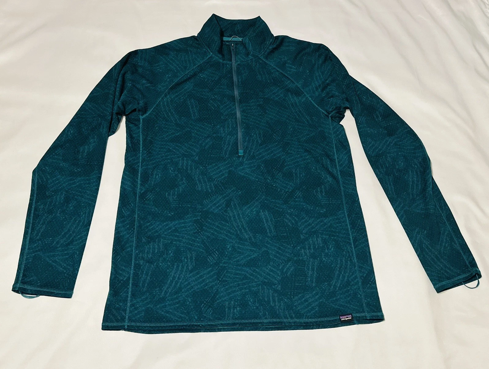 Patagonia Capilene Womens Large 1/4 Zip Pullover Blue Base Layer