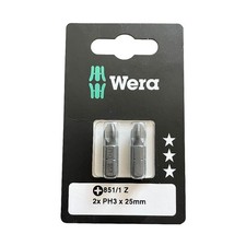 Image of Wera 851/1 Z Phillips Screwdriver Bits 1/4" Hexagon Drive (PH 3, Pack of 2)