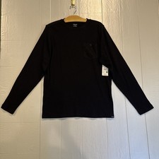 HURLEY MENS NWT FELTON THERMAL CREW LONG SLEEVE BLACK POCKET SHIRT SZ MED 45