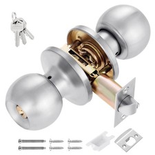Door Knob with Lock and Key, Locking Door Handle with Lock, Front Door