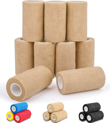 9 Pack Self Adhesive Bandage Wrap, 4'' X 5 Yards Elastic Cohesive Bandage Wrap, S