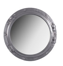 36  D Aluminum Finish Wall Mount Porthole Mirror 3 Foot Diameter Silver Nautical