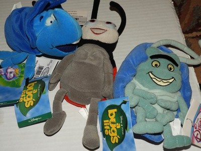 3 Disney Bugs Life Bean Bag Plush Francis Ladybug Dim Beetle Roll Pill Bug NWT