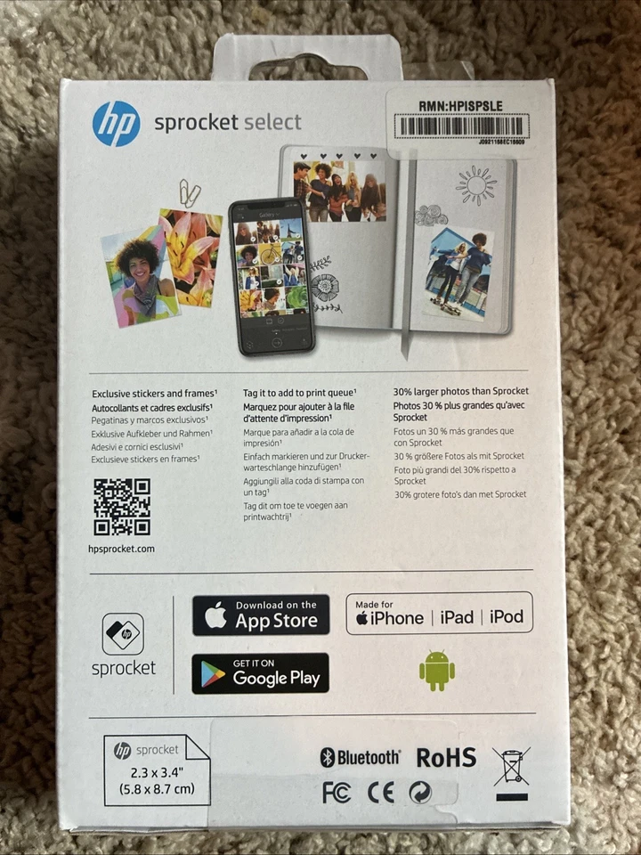 HP Sprocket Select Portable Printer, 2.3x3.4" Instant Photo Printer - Eclipse - Image 2 of 2