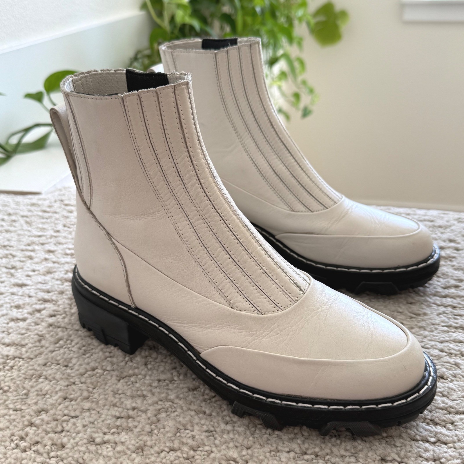 SAOLA Stivaletti Rag & Bone SHAWN in pelle bianca 37 suola a strappo Chelsea 7