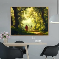 Framed Wall Art The Road to Emmaus Christ Journey Way Landscape Prints Painting