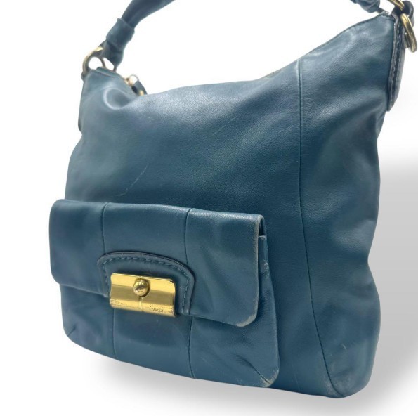 OLD COACH Hand Bag Green Gold 14783 Vintage Leather F… - Gem