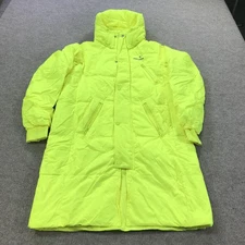 The Arrivals Jacket Mens Small Neon Yellow Down Puffer Parka Hooded Long Coat