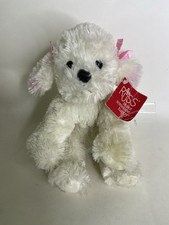 Russ Berrie Muffin White Bichon Frise Dog Puppy Plush Toy Pink Bows Collar