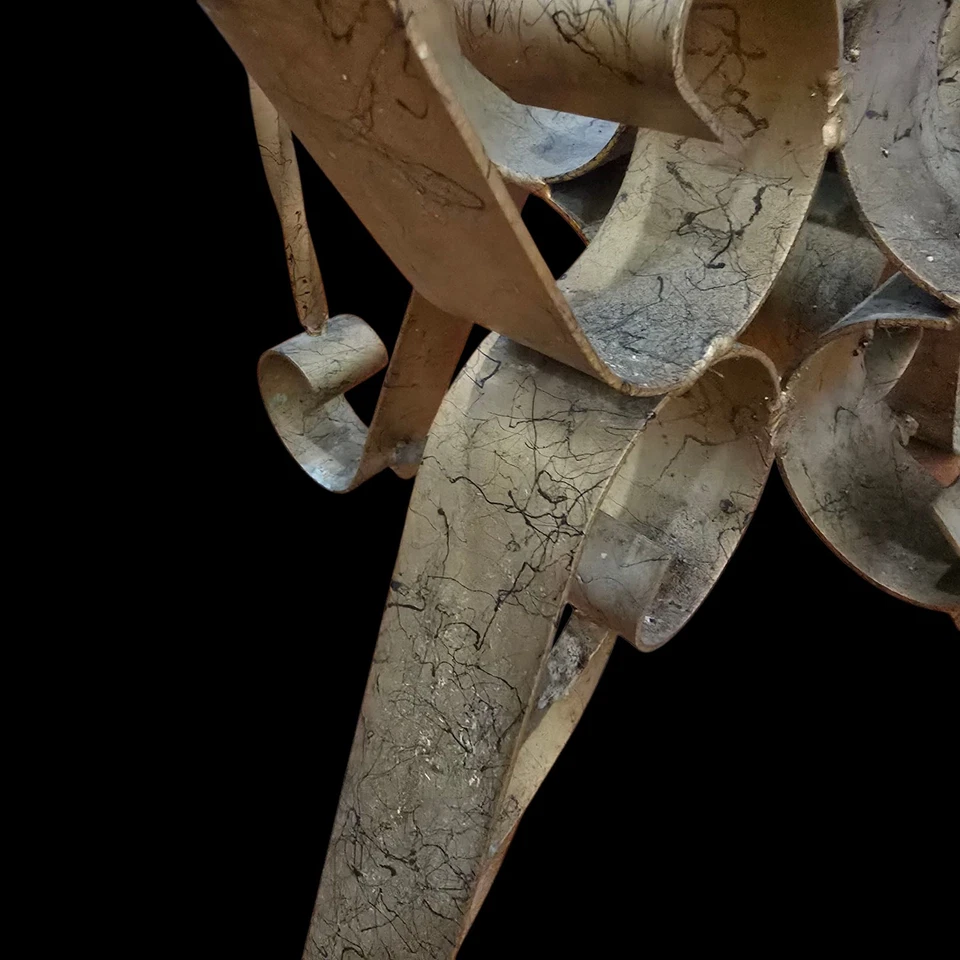 Hollywood Regency Antiqued brass Accent Table Glass Top - Image 3 of 4