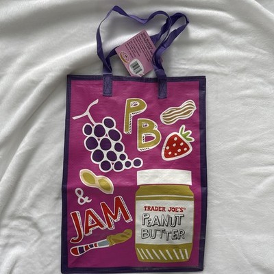 Trader Joe's NEW  REUSABLE GROCERY TOTE MAC & CHEESE PB&J SHOPPING  BAG