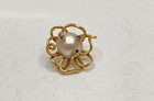 13K Yellow Gold Pearl Blue Topaz Floral Single Earring Tested 1" 6.5g — photo 1