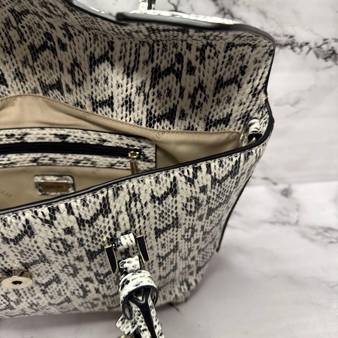 Guess 2Way Bag Python Embossed Leather Black/Whit… - image 10