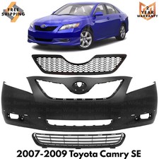 Front Bumper Cover Fascia Paintable Grille Kit For 2007-2009 Toyota Camry Se