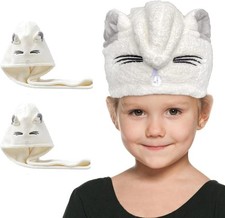Kids Hair Towel wrap for Girls with cat Ear,Microfiber Hair Towel Qui
