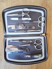 Vintage German Genuine Leather Manicure Set - 10 pc Set