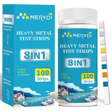 Heavy Metals Water Test Strips (8 Tests) - 100Ct Home Water Testing Kit for Iron