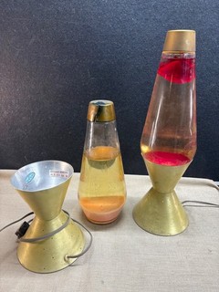 Lava Lamp Gold STARLIGHT Pair Lava Corporation Co Vintage Old Read Below