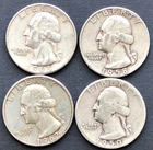 $1 Face Value Lot of 4 WASHINGTON 90% SILVER QUARTERS